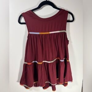 Entro Maroon Top with Colorful Accents size M medium